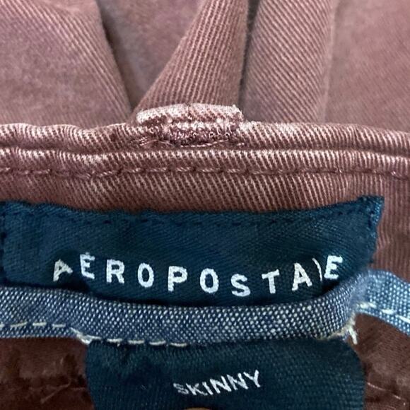 Aeropostale Men's Brown High Rise Skinny Chino Khaki Trousers Pants Size 30/34 - Picture 4 of 5